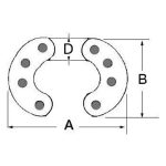 Cadena falsa de acero inoxidable calibrada con 8 orificios y pasadores de 8 mm, diseñada para aplicaciones marinas.