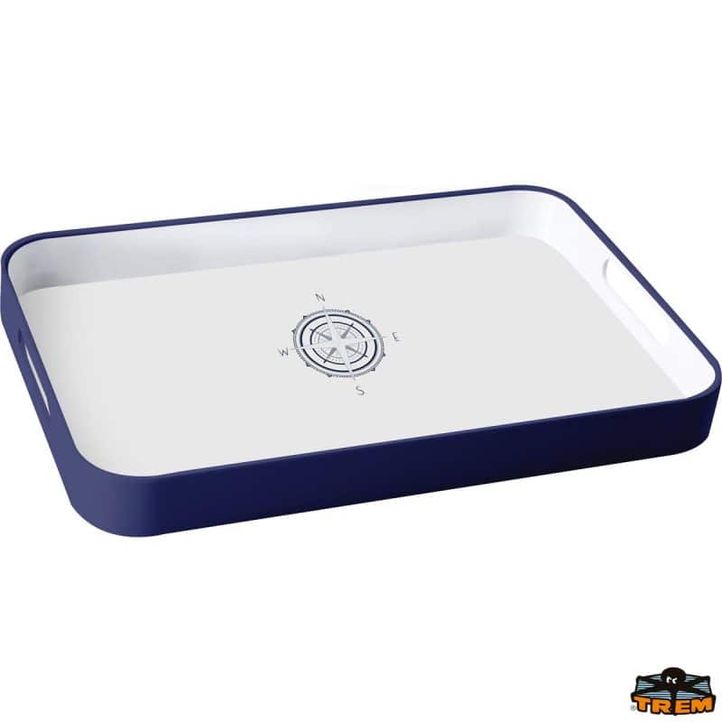 Vassoio Sea Land 29,5x40 con design nautico e bordo blu, ideale per presentazioni e servizi.