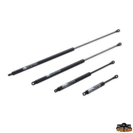Resorte de gas telescópico 400 mm, capacidad 25 kg, para aplicaciones de elevación y soporte.