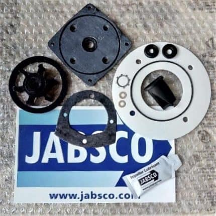 Componenti di ricambio per toilet elettrico Jabsco, inclusi guarnizioni e parti di ricambio.