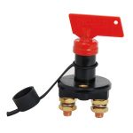 Black technopolymer battery disconnect switch, 100 A, for marine systems.