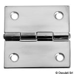 Charnière inox 51x51 mm, robuste et résistante, idéale pour applications marines et industrielles.