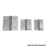 Stainless steel hinge 40x40 mm, code 38.600.40, ideal for nautical applications.