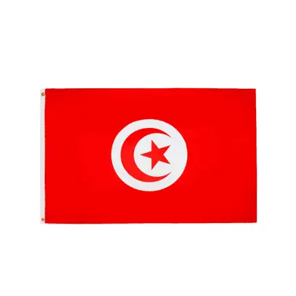 Tunisia Flag 20X30 cm with red and white symbol, ideal for boats and nautical decorations.