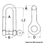 Anneau de levage inox superlong 10 mm, code 08.323.10, pour applications marines.