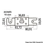 High capacity fuse 100 A, code 14.100.44, for electrical protection, brand Osculati.