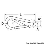 Edelstahl-Karabiner 10 mm, Modell mit Code 09.187.10, ideal für nautische Anwendungen.