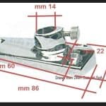 Bouton de fixation en ABS chromé, compatible avec tige 35.390.00, dimensions 86x60 mm.