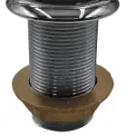 Verchroomde zeeafvoer van 1" met basis van isolerend materiaal.