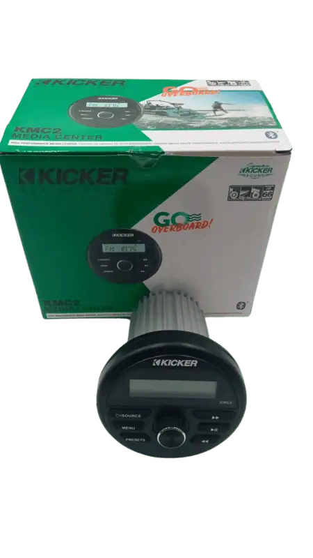 Kicker KMC2 Gauge Style Multimedia Marine Sensor, compatible with navigation and audio systems.