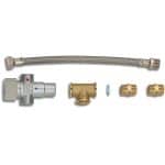 Thermostatische mengkraan KMX-kit met buizen en accessoires.