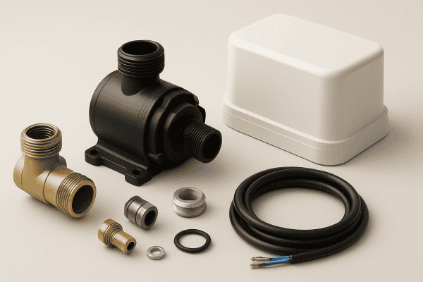 船舶設備用のチューブと継手付きDometicポンプ。.