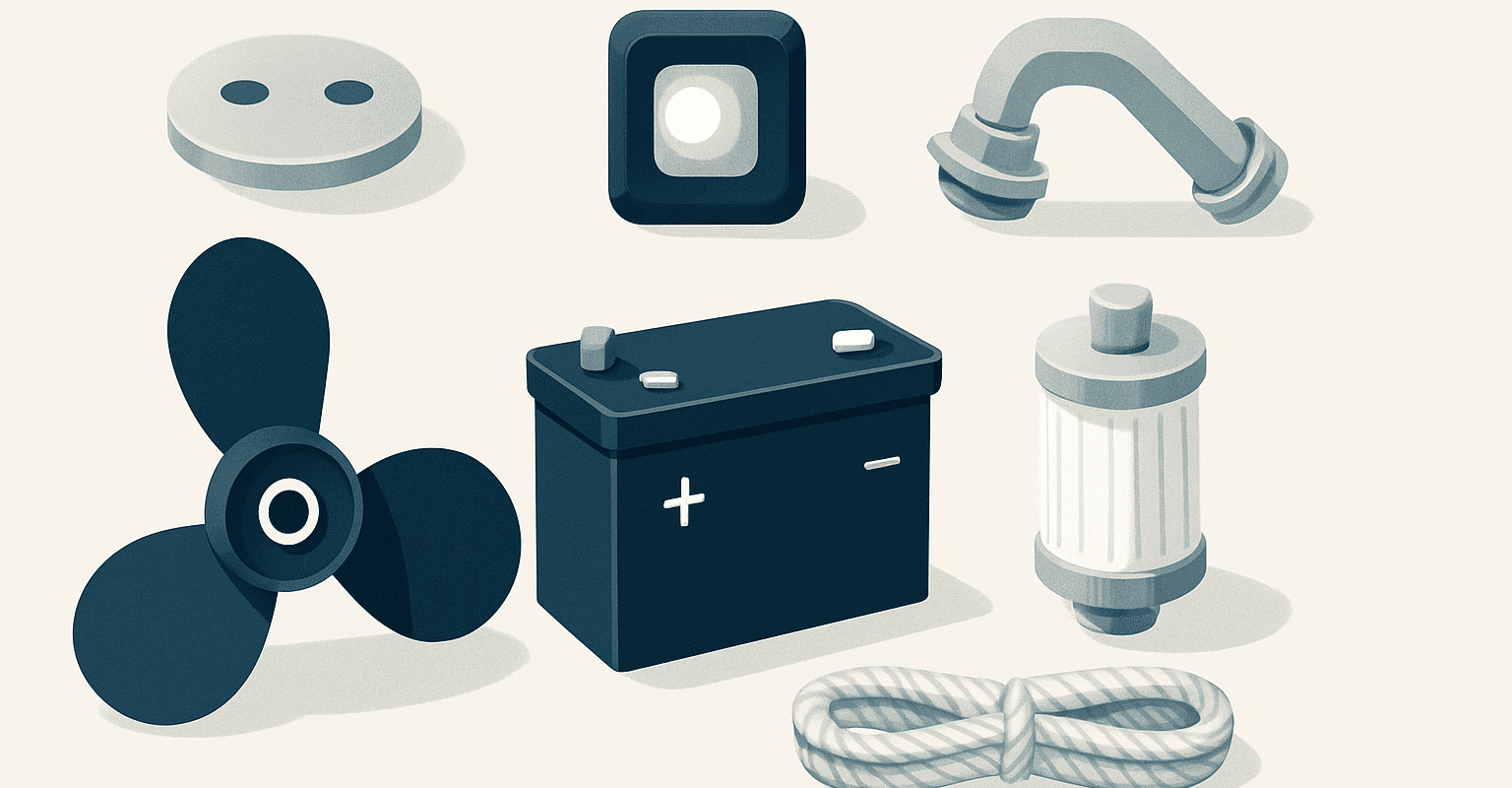 Nautische Komponenten für Boote.