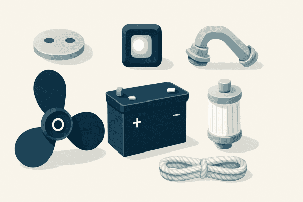 Nautische Komponenten für Boote.