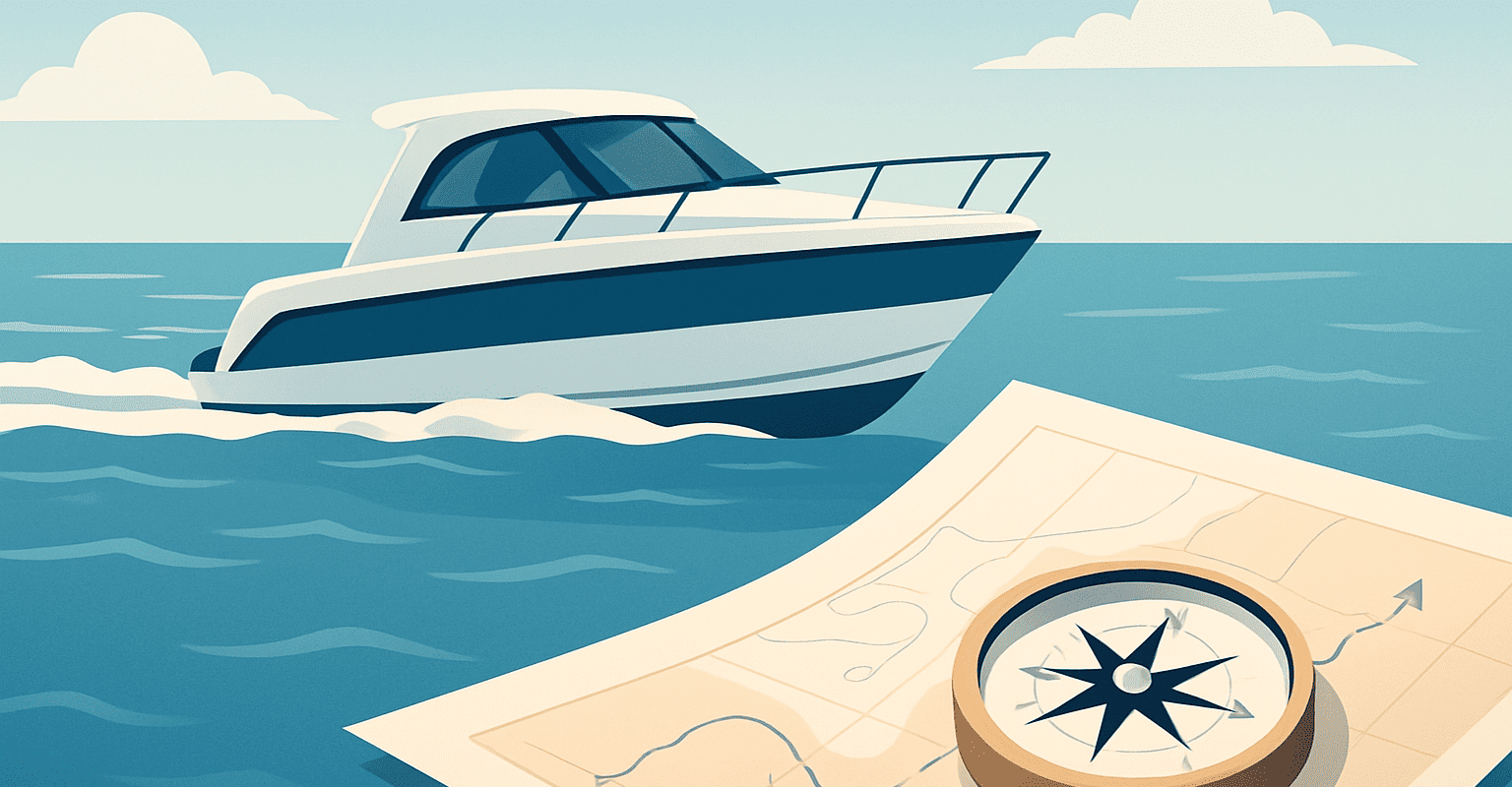 Instruments de navigation pour bateaux à moteur en haute mer.