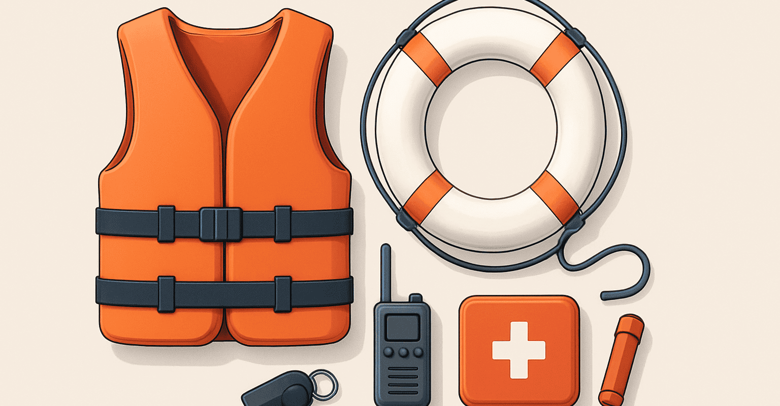 Life jacket and nautical safety equipment.