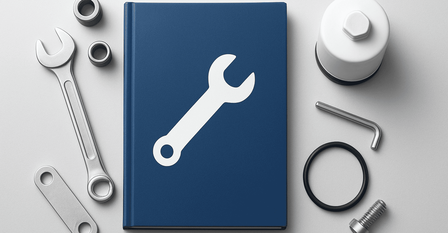 技術システム用の工具キットとメンテナンスマニュアル。.