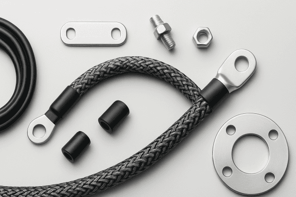 Câbles et composants métalliques pour installations nautiques et industrielles.