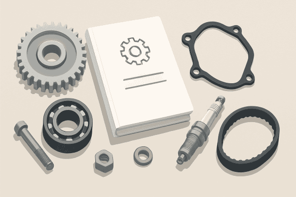 産業用設備の機械部品とガスケット、歯車やベルトを含む。.