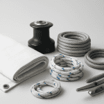 Vela e accessori per vela, con bobina, winch, e ganci, in confronto tra diverse soluzioni.