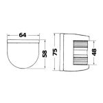 Fanale u77 verde/bianco, dimensioni 64x58 mm, con design compatto e resistente.