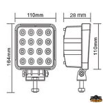 Faro impermeabile con 16 LED da 3W, ideale per illuminazione esterna.