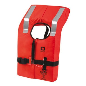 Giubbetto di salvataggio rosso con cinturino e maniche, ideale per immersioni oltre 40 kg.