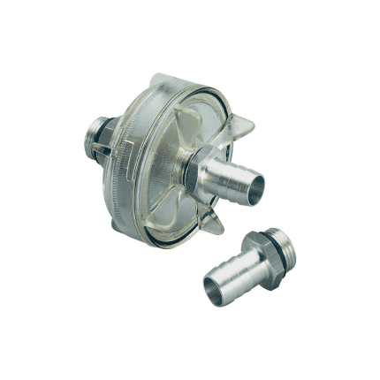 Inline-Filter für 16 mm Schlauch, ideal für hydraulische Anlagen und Filtersysteme.