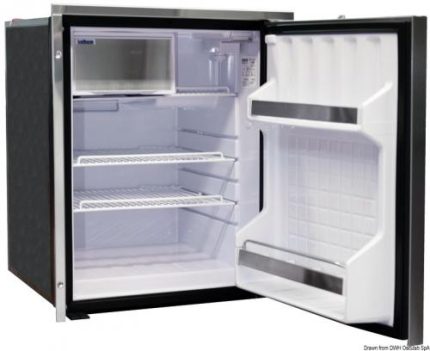 Cella frigorifera industriale con ripiani e scomparti, ideale per conservazione alimenti.