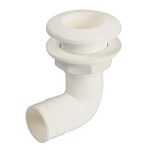 Tubo di scarico in plastica bianca con curva a 90 gradi.