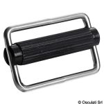 Fibbia inox da 30mm aperta, robusta e resistente in acciaio inox.