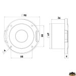 Diagramma tecnico di componente per box doccia con misure dettagliate.