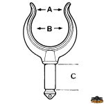 Diagramma di gancio con misure A, B e C.