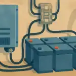 Imagen de un sistema de baterías e inversor para barco.